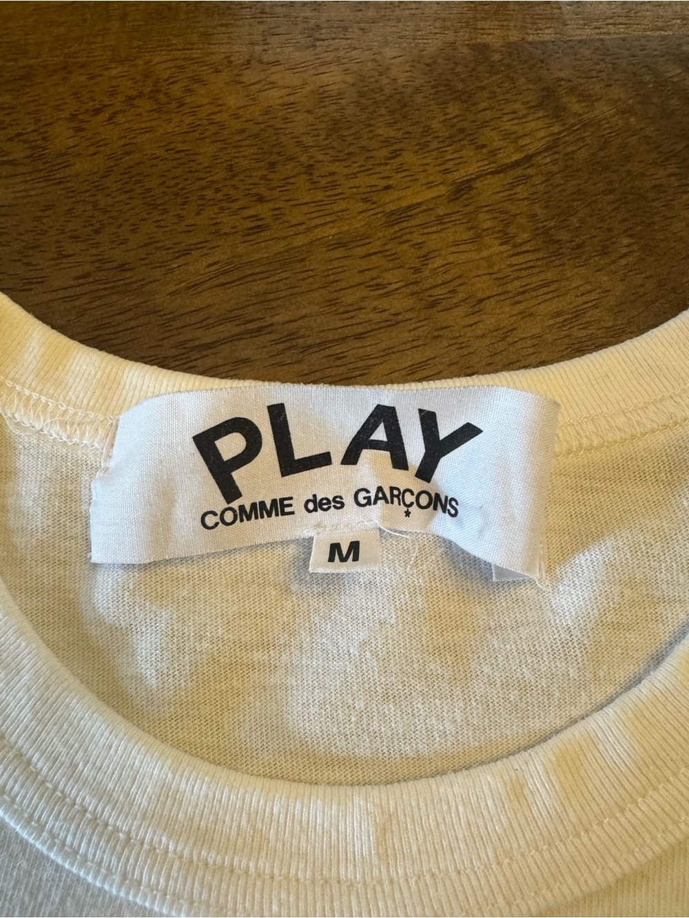 Comme des Garcons White Tee with Black Heart and Blue Eyes - Picture 3 of 4